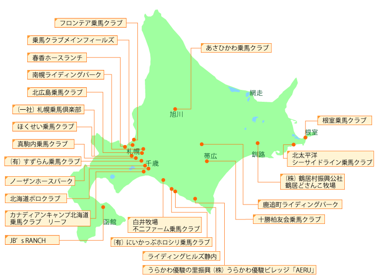 北海道乗馬クラブマップ