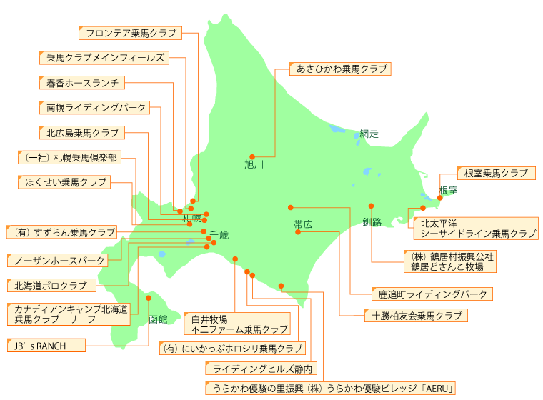 北海道乗馬クラブマップ